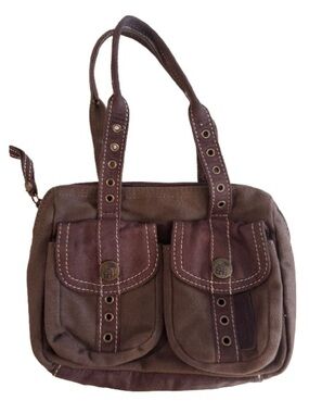 Vintage Caribbean Joe Cayman Mini Cargo Bag Canvas Brown Y2K Utility Grommet